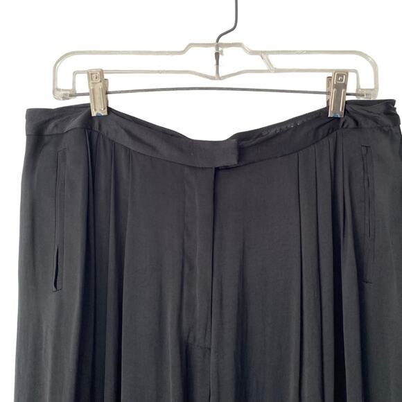 Rag & Bone Racine Black Wide Leg Charmeuse Pleated Pants size 10 High Rise - Picture 2 of 8